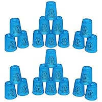 DEWEL Stacking Cup Game with 15 Stack Ways, 24pcs Cup Stacking Set, Sport Stacking Cups BPA-Free Material, Classic Family Game, Great Gift Idea for Stack Games Lover. (Blue & Blue)…