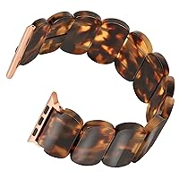 Resin Stretchy Apple Watch Band Compatible with Apple Watch 41mm 40mm 38mm for Women, Lightweight Sport Band, Fashion Charms Cute Bracelet for iWatch Series 8/7/6/5/4/3/2/1/SE-Tortoise Shell