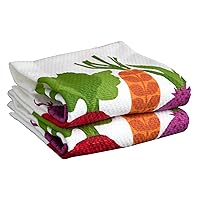 T-fal Textiles Double Sided Print Woven Cotton Kitchen Dish Towel Set, 2-pack, 16