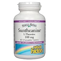 Stress-Relax Chewable Suntheanine L-Theanine 100 mg by Natural Factors, Non-Drowsy Stress Support for Mental Calmness and Relaxation, Tropical Fruit Flavor, 60 Tablets