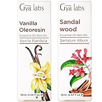 Vanilla Essential Oil Roll On & Sandalwood Essential Oil Roll On Set - 100% Pure Therapeutic Grade Essential Oils Set - 2x10ml - Gya Labs
