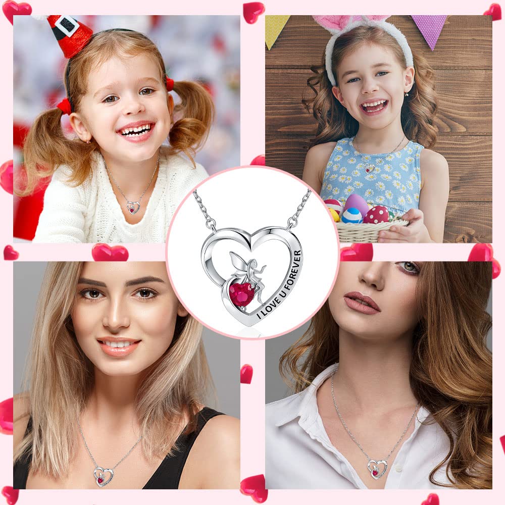 Trendolla Girl's Heart Pendant Necklace Sterling Silver Jewelry Gift for Girlfriend Daughter