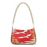 Shoulder Bags for Women Hipster Japanese Cranes and Sakura Hobo Tote Handbag Small Clutch Purse with Zipper Closure