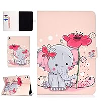 iPad Pro 11 2018 Case, iPad Protective Shell with Pattern, Slim Fit PU Leather Folio Stand Cover with Stylus, Smart Auto Wakeup/Sleep Case with Magnetic Clasp for Apple iPad (Cute Elephant)