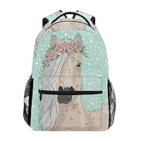 School Backpacks Flower Horse Student Backpack Big For Girls Kids Elementary School Shoulder Bag Bookbag