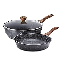 MICHELANGELO Nonstick Frying Pan Set, 8 & 10 Granite Frying Pan Set with  100% APEO