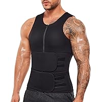 Wonderience Sauna Suit for Men Waist Trainer Neoprene Sweat Vest with Adjustable Waist Trimmer Belt