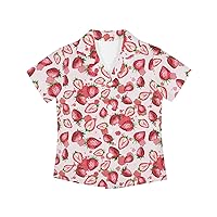 Hawaii Shirt for Boys Girls Fashion Loose V Neck Button Down Short Sleeve Kids Shirts Summer Oversized Beach Shirt