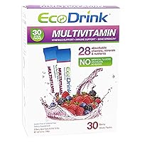 Eco Drink Multivitamin Energy Powder Drink Mix - Electrolytes Antioxidants Nutrients - Sugar and Caffeine Free - Berry Flavor Powder, 30 Packets