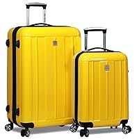 Contour Lightweight Polycarbonate Hardside Expandable Spinner Luggage with TSA Lock, Yellow, 2-Piece Set(20in,28in)