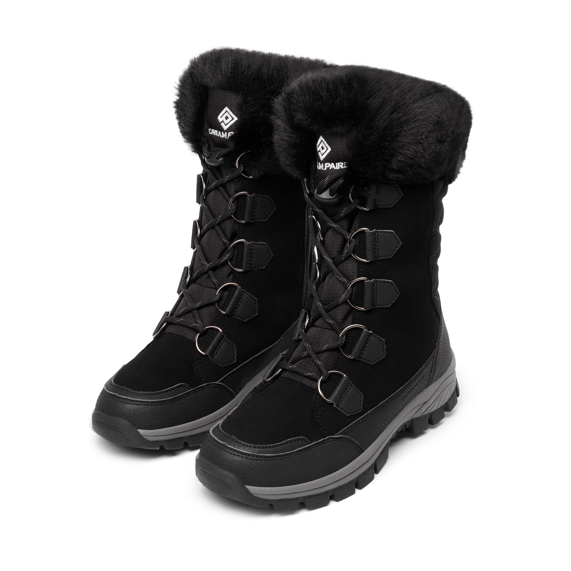 DREAM PAIRS Women's Waterproof Winter Snow Boots, Warm Comfortable Faux Fur Insulated Non-Slip Outdoor Lace-Up Mid Calf Booties