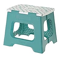 Compact Foldable Stool, 10-1/2 inches, Lightweight, 330-pound Capacity Non-Slip Folding Step Stool, Geometric Top