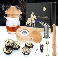 Cocktail Smoker Kit with Torch, Whiskey Smoker Kit, Bourbon Smoker Kit with Liquor Pourer & Wooden Muddler & 4 Flavors Wood Chips, Old Fashioned Drink Whiskey Gifts for Men, Dad, Husband (No Butane)