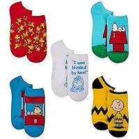 Peanuts Women's 5 Pack No Show Socks