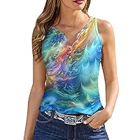 Crop Tops for Women 2024 Summer Henley Vneck Button Down Sleeveless Tanks Graphic Printed Y2K Tees