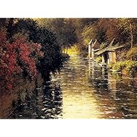 21 Paintings A French River Landscape landscape Louis Aston Knight Oil Art on Canvas - Famous Artworks -Size04, 50-$2000 Hand Painted by Art Academies' Teachers
