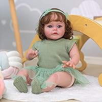 24 Inch Huge Size Rooted Curly Hair Realistic Newborn Princess Toddler Girl Dolls Crafted in Silicone Vinyl Lifelike Reborn Baby Dolls Look Real, A Moment in My Arms, Forever in My Heart