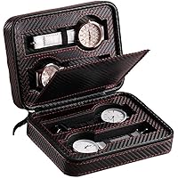 Watch Box Watch Bag Portable Jewelry Zipper Box Carbon Fiber 4 Watch Boxes Watch Organizer Collection (Color : Black Size : S)