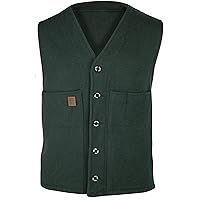 Regular and Big and Tall Heavyweight Wool Vest for Hunting, Shooting, and Outdoor Wear to Size 3X in Green Made in CANADA