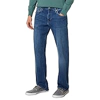 Mavi Zach Men's Straight Leg Jeans, Regular Rise Jeans for Men, Mid Indigo Brushed Williamsburg, Medium Wash Blue Jeans, 34 x 32