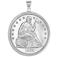 Sterling Silver Dollar Bezel 38 mm Coins Prong Back Round Edge Mexican Olympic One Dollar Coin NOT Included