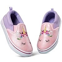 K KomForme Toddler Girls Boys Shoes Little Kids Slip on Canvas Sneakers for Running/Walking