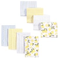 Hudson Baby Unisex Baby Cotton Flannel Burp Cloths and Receiving Blankets, 8-Piece, Lemons, One Size