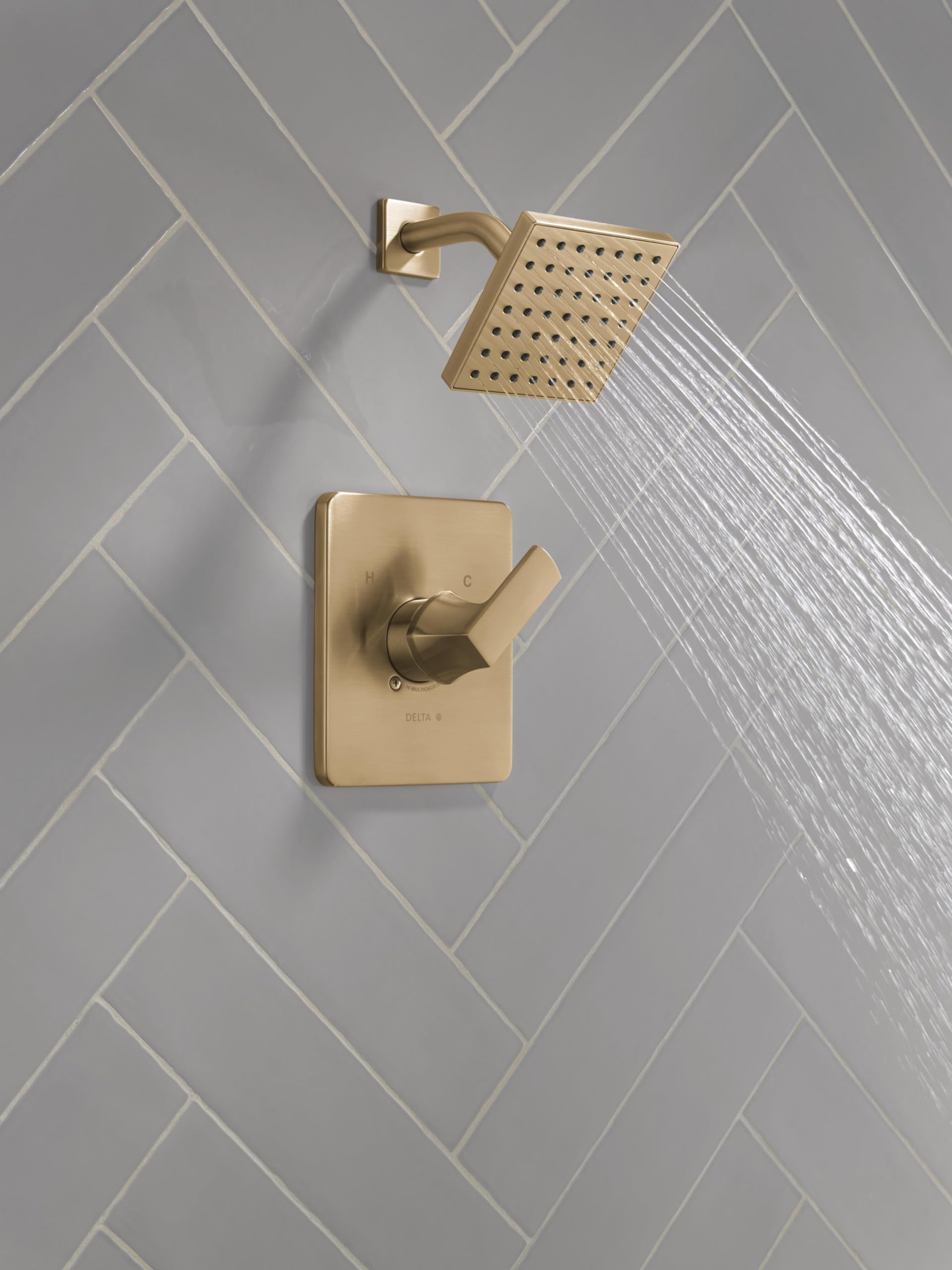 Delta Faucet Velum 14 Series Single-Function Gold Shower Faucet Set, Valve Trim Kit, Shower Handle, Delta Shower Trim Kit, Shower Set, Champagne Bronze T14237-CZ (Valve Not Included)