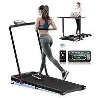 Walking Pad Treadmill for Home, 2 in 1 Foldable Under Desk Treadmill Incline Office App Remote Control - 3 HP Portable Folding Treadmill with Handle 300lbs Capacity LED Display-Black