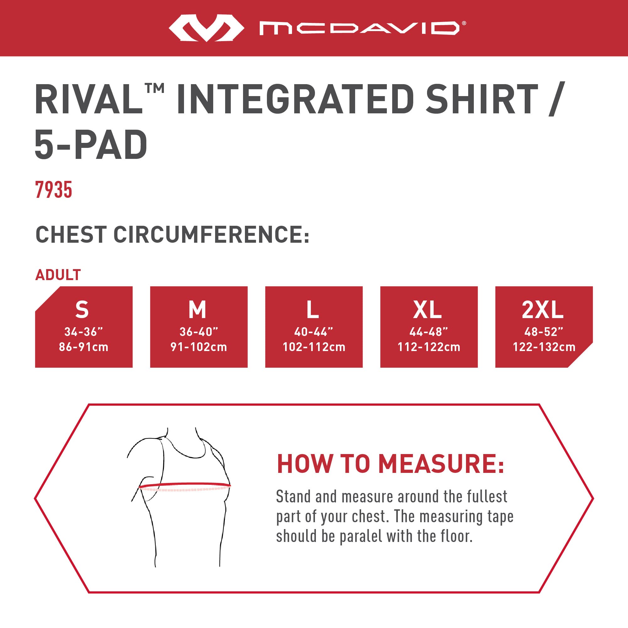McDavid Rival Integrated 5-Pad Shirt, Comfort & Protection from Hard Objects, Lightweight & Breathable, Great for Football & Lacrosse (Adult) Black