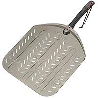 Q Pizza Aluminium Perforated Pizza Peel 14 inch, Non-stick Pizza Turning Paddle Pizza Oven Accessory, Extra Large Metal Pizza Spatula for Grill Oven Baking Bread Pastry Dough Pie Cake