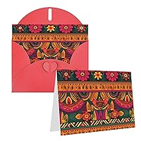 Mexican Folk Art Boho Printed Greeting Card Internal Blank Folded Cards 6×4 Inches Funny Birthday Cards Thank You Card With Colorful Envelopes For All Occasions