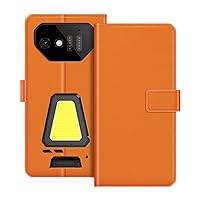 for Unihertz 8849 Tank Mini 1 Case, Premium Magnetic PU Leather Cover with Card Holder and Kickstand, Fashion Flip Case for Unihertz 8849 Tank Mini 1 4.3 inches Orange