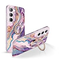 GVIEWIN Marble Bundle - Compatible with Samsung Galaxy S24 Case + Phone Ring Holder (Dreamland River/Purple)(2 Items Bundle)