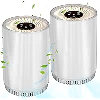 2 Pack Druiap Air Purifiers for Home Bedroom up to 690ft², H13 True HEPA Filter Air Cleaner Purify 99.97% Micron Particles/Bad Air/Smoke/Pet Dander/for Office, Dorm, Apartment, Kitchen(KJ80 White)