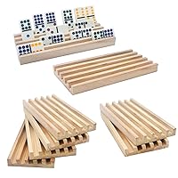Wooden Domino Trays/Racks Set of 8 Mexican Train Domino Trays/Racks Holders Rummy Rack Domino Tiles Holders Domino Wood Holder 【Dominoes not Included】