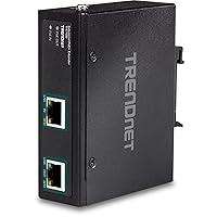 TRENDnet Industrial Gigabit PoE+ Extender, TI-E100, Single Port PoE, Power Over Ethernet, Supports PoE (15.4W) and PoE+ (30W), Extends 100m, Cascade 2 Units for Distance Up to 300m (984 ft.), IP30