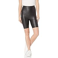 HUE Women's Faux Leather High Waist Bike Shorts
