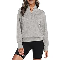 Fisoew Women's Half Zip Sweatshirt Quarter Zip Pullover Hoodies Fall Outfits Cropped Long Sleeve Sweatshirts