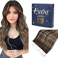 Fshine Balayage Tape in Hair Extensions 22 Inch Dark Brown to Chestnut Brown Tape in Extensions Silky Straight Natural Hair Invisible Tape in Hair Extensions Human Hair 50g 20pcs