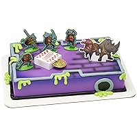 DecoSet® Teenage Mutant Ninja Turtles™ Pizza Power Cake Topper, 6-Piece Cake Decoration With Turtle Figurines, Cake Pic, And Pizza Launcher ! | For Birthday, Parties, Celebration