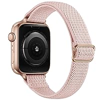 SICCIDEN Slim Stretchy Bands Compatible with Apple Watch Band 41mm 40mm 38mm, Elastics Nylon Thin Band Strap for iWatch SE2 SE Series 9 8 7 6 5 4 3 2 1 (Pink Sand/Rose Gold, 41mm 40mm 38mm)