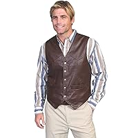 Scully Mens Brown Soft Lamb Western Snap Vest