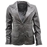 Infinity Ladies Casual Black Leather Blazer Jacket