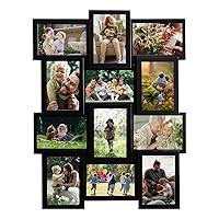 Picture Frames Collage Wall Decor 12 Opening, 4x6 Picture Frame Collage for Wall, Collage Picture Frames with Family Friend's Memory, Rustic Distressed Photo Frame Wall Hanging for 4x6, Black