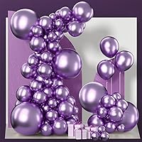 PartyWoo Metallic Purple Balloons, 140 pcs Purple Metallic Balloons Different Sizes Pack of 18 Inch 12 Inch 10 Inch 5 Inch Purple Balloons for Balloon Garland Arch as Party Decorations, Purple-G105