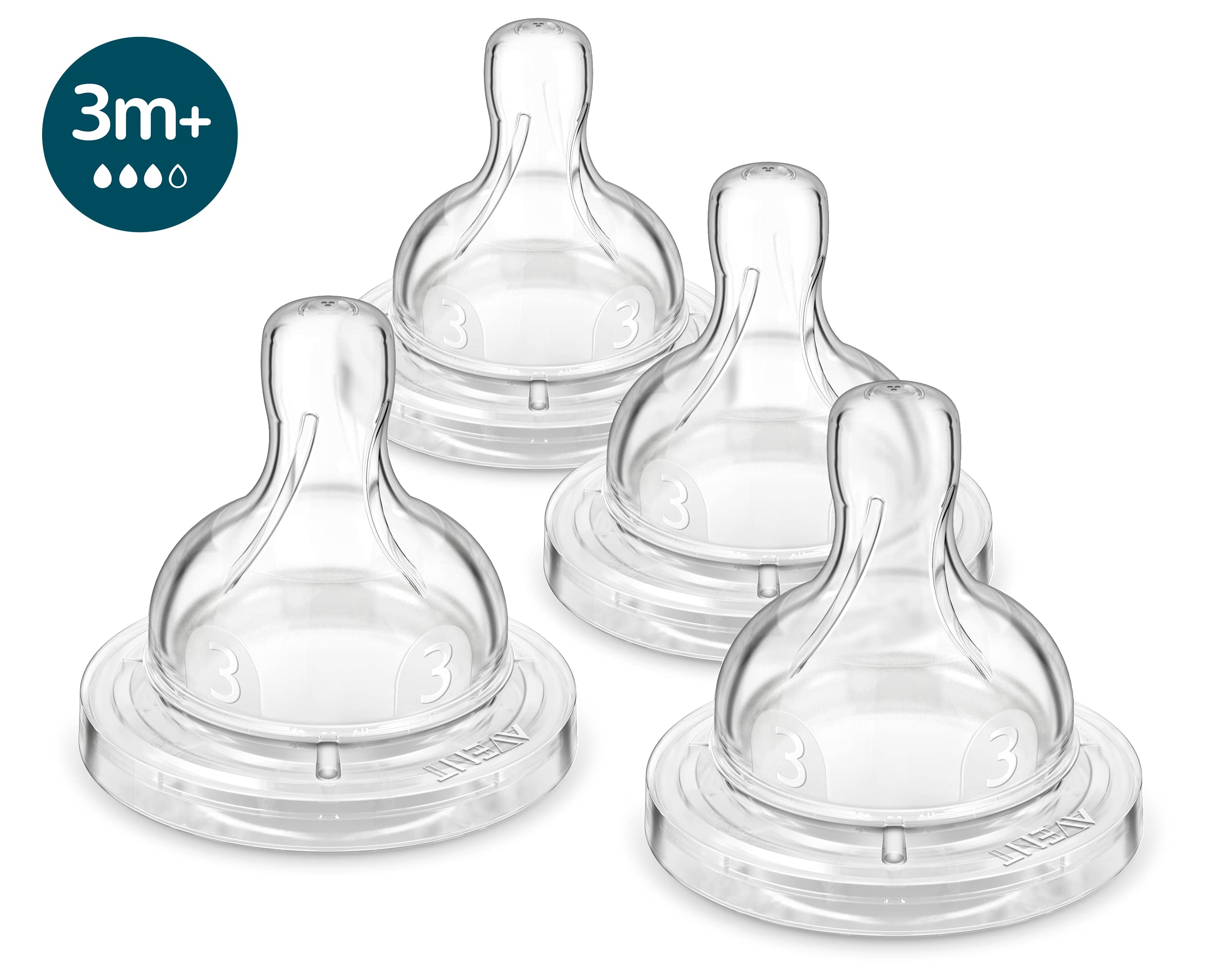 Philips AVENT Anti-Colic Baby Bottle Flow 3 Nipple, 4pk, SCY763/04