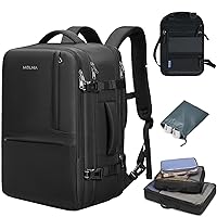 MOLNIA 50L Travel Backpack And Travel Wallet, 17.3 Inch Large Laptop Backpack Carry On Backpack, Neck RFID Blocking Passport Holder Slim