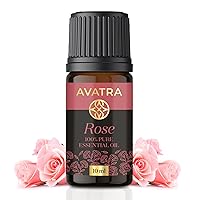 Avatra Rose Essential Oil 100% Pure Organic Rose Oil for Face, Diffuser, Perfume, Massage, Aroma, Bath - 0.34 Fl Oz