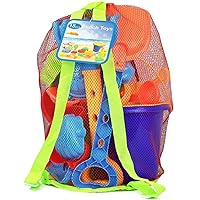 Click N' Play Beach Toys for Kids 3-10 - 18pc Sand Toys Including Sand Buckets for Kids with Sifter, Watering Can, Rake, 4 Hand Tools, 10 Sand Molds & Mesh Beach Toy Bag - Sandbox Toys for Toddlers